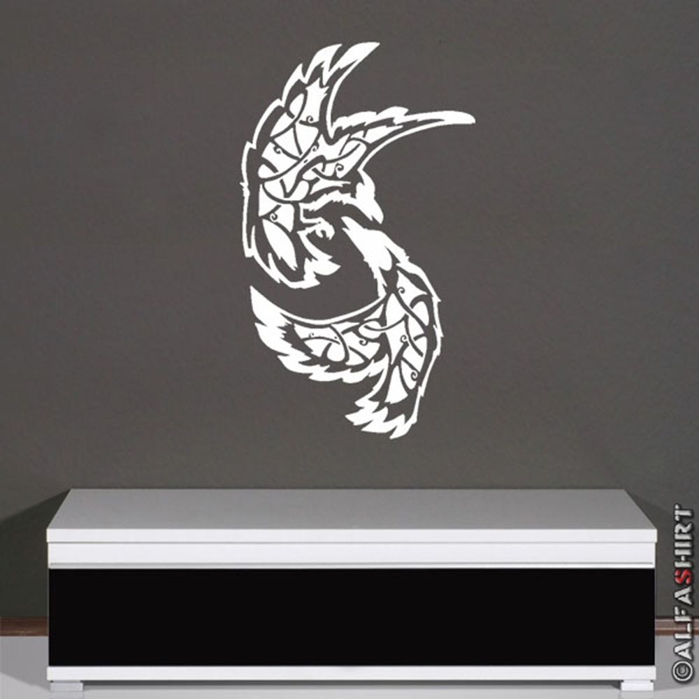 Hugin und Munin Raben Odin Wodan Wotan Rabengott Mytho Wandtattoo 45x76cm #7121