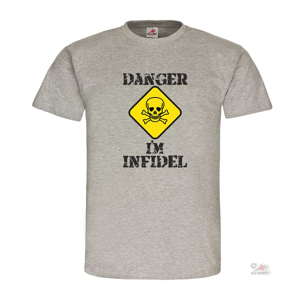 Danger Infidel BW Us Army Europa Unglübiger Kufr Kreuz Kämpfer T Shirt #19356
