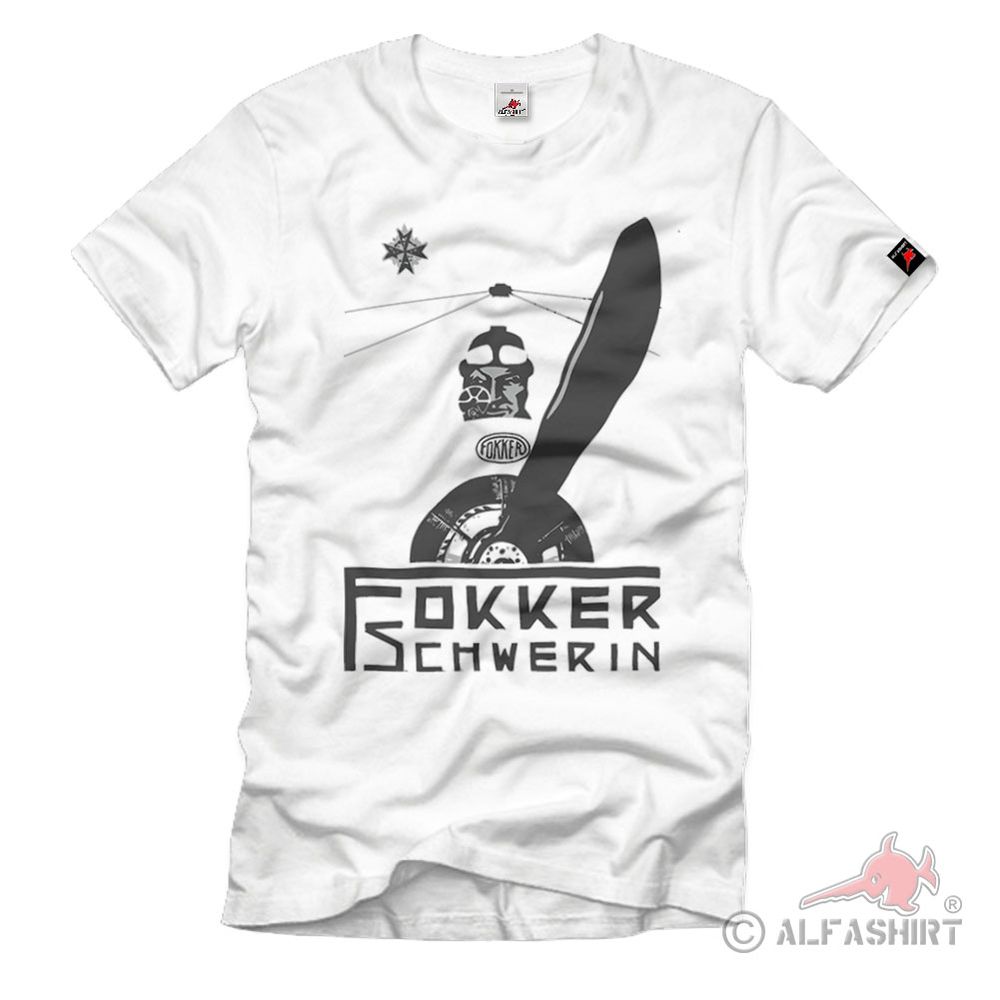 Fokker Schwerin Reklame Flugzeug Doppeldecker Retro WW1 T-Shirt#36963