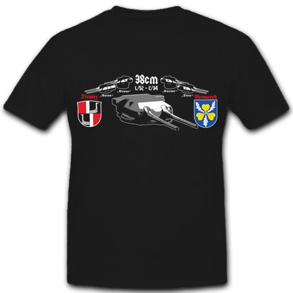 Bismarck Tirpitz 38cm Türme Schlachtschiff Marine Wappen - T Shirt #3875