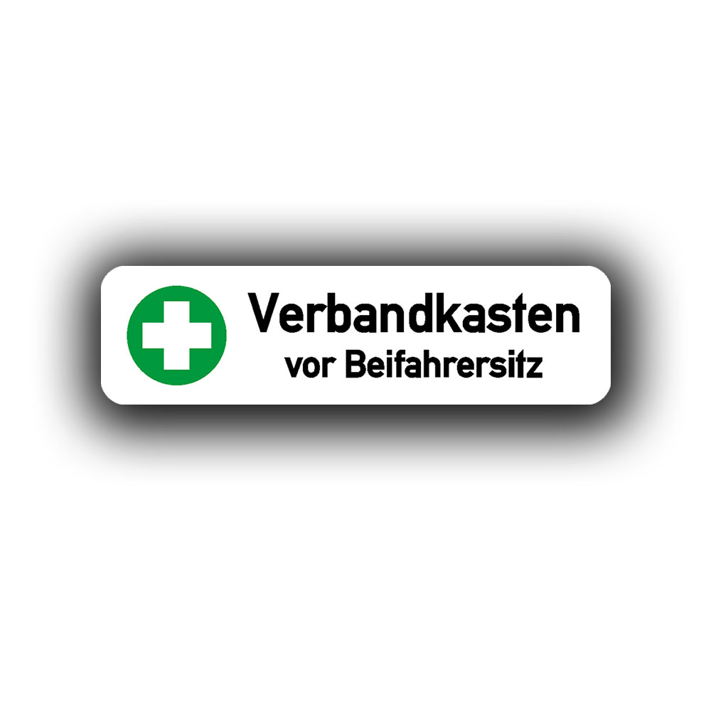 First aid kit in front of passenger seat Sticker Label Bundeswehr 10x3cm # A4925