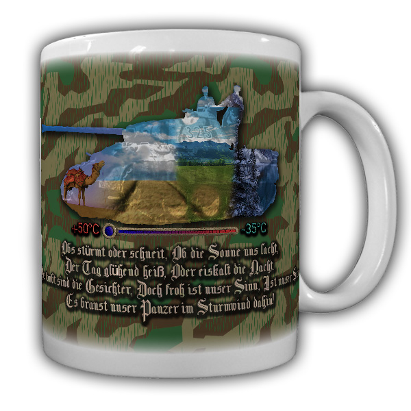 Tasse Becher Ob's stürmt oder schneit Lied Tiger Panzer 325 Splittertarn #20905