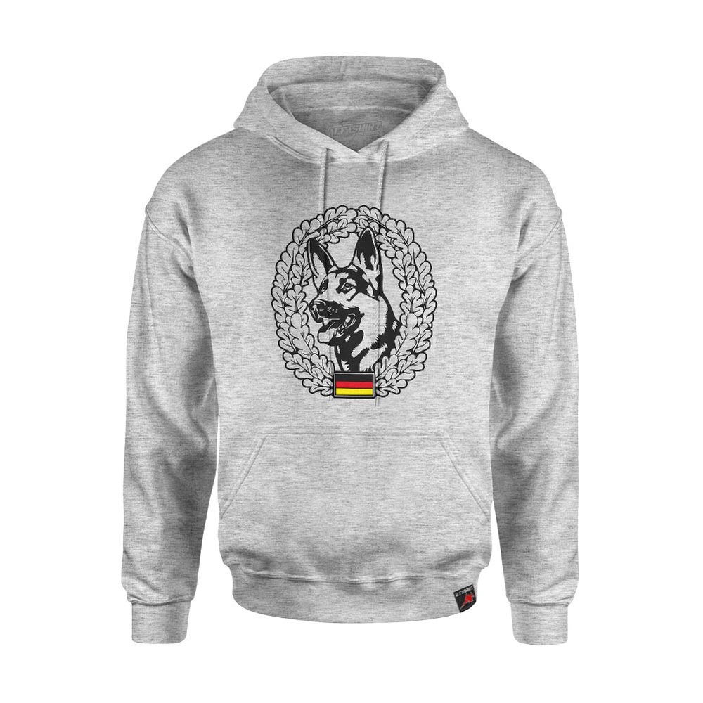 Hoodie Kapuzenpullover Schäferhund Barett Rettungshund DHF Staffel grau #48030