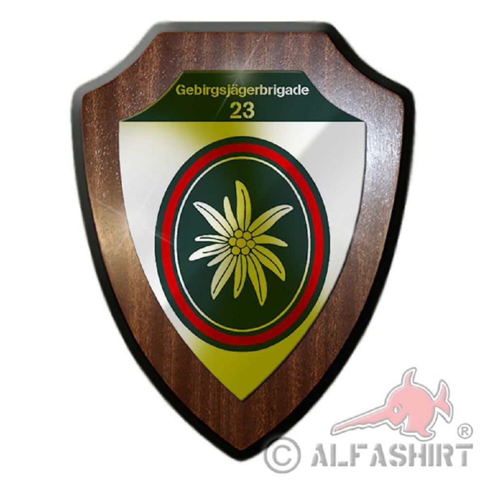 Heraldic shield - Mountain Hunters Brigade 23 GebjgBrig Edelweiss BW # 19059