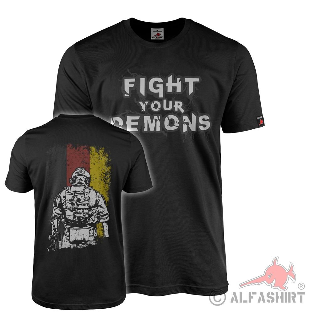 Fight your Demons Ptsd PTSD Stress Disorder Bundeswehr Veteran T-Shirt#43522