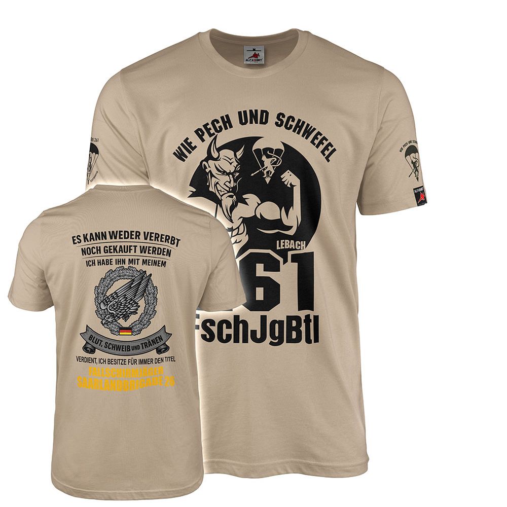 T-Shirt Like Fire and Sulfur 261 FschJgBtl Saarland Brigade Bundeswehr #46419