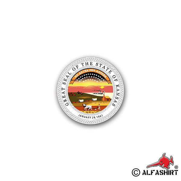Aufkleber/Sticker The State of Kansas Bundesstaat Amerika USA Fahne 7x7cm#A2209