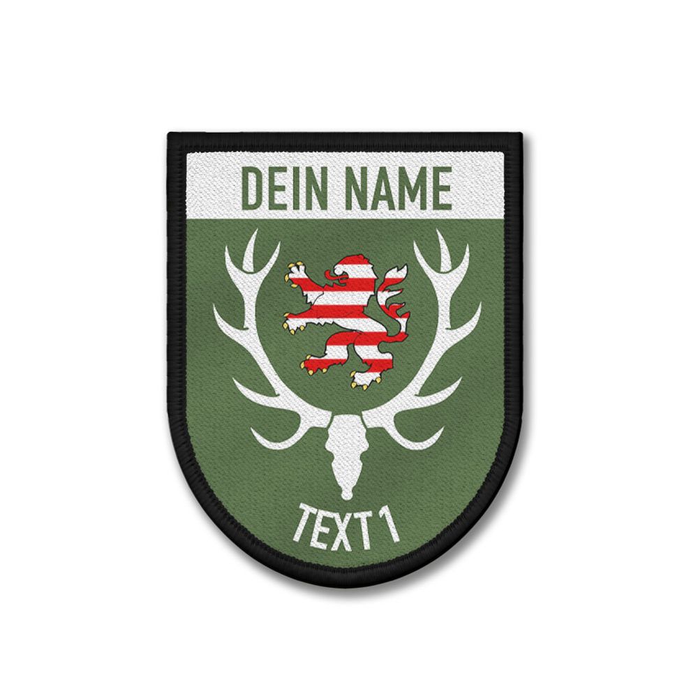 Patch personalisierbar Hessen Wappen Löwe Jagd Geweih Forst Wald Jäger #47650