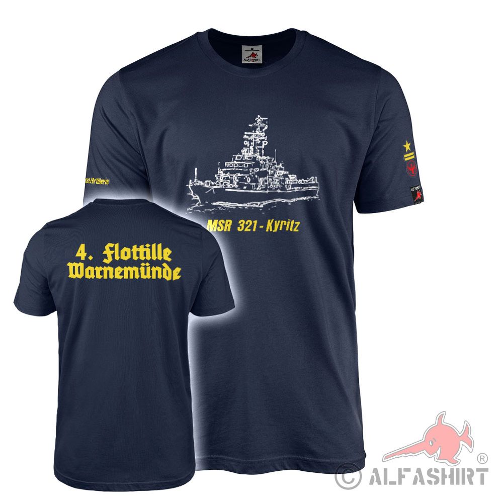 T-Shirt Volksmarine MSR 321 Kyritz 4 Flotilla Warnemünde GDR Artillery #44468