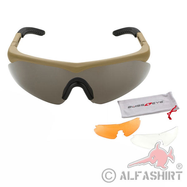 Tactical Schutzbrille Raptor SAND Swiss Eye Sportbrille Schießsport #17825