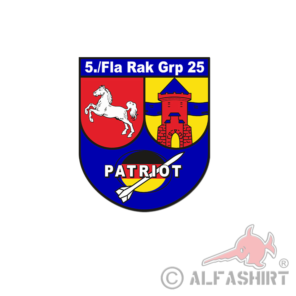 Aufkleber 5 FlaRakGrp 25 Bundeswehr Diepholz Schleswig Holstein ab 7cm #A5982