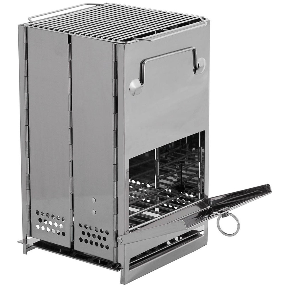 Faltbarer Raketenofen Grill Edelstahl Grillrost Camping Outdoor Prepper #40836
