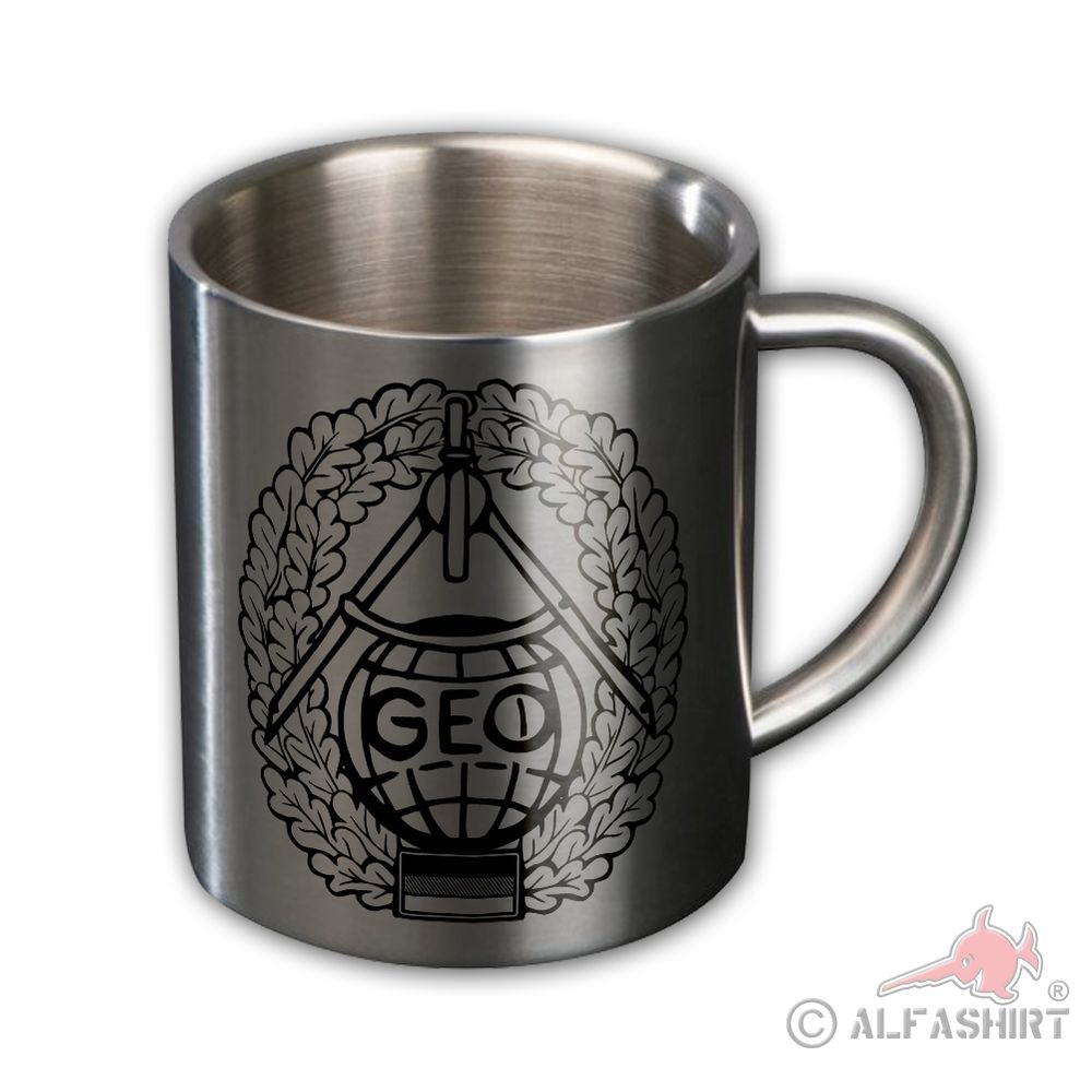 Metallbecher Topographie Truppe Bundeswehr Barett Büro Kaffee Tee Tasse #44012