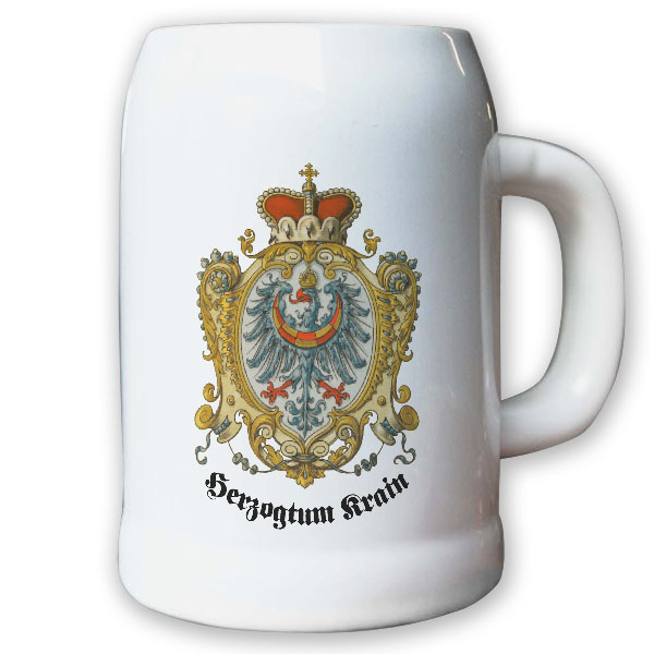 Krug / Bierkrug 0,5l Herzogtum Krain Königreich Herzog Adler Stadtwappen #9464 K