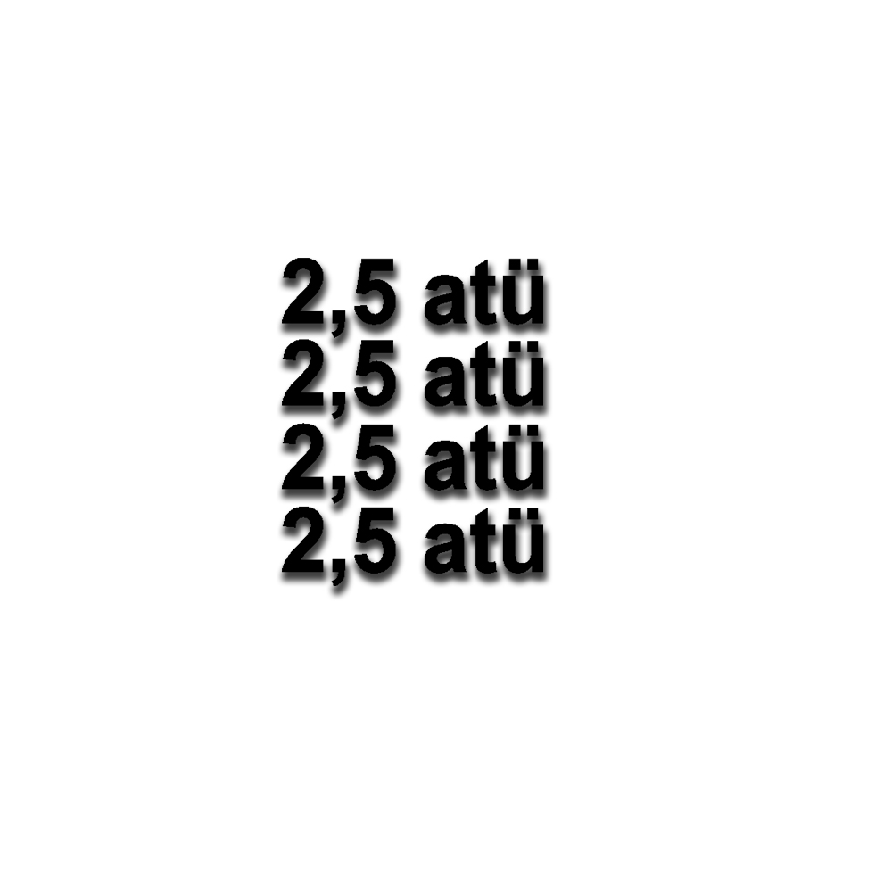Reifendruck atü Sticker Set Kotflügel Kübelwagen Golf Bulli 2,5 atü (je 30x9mm) A5192