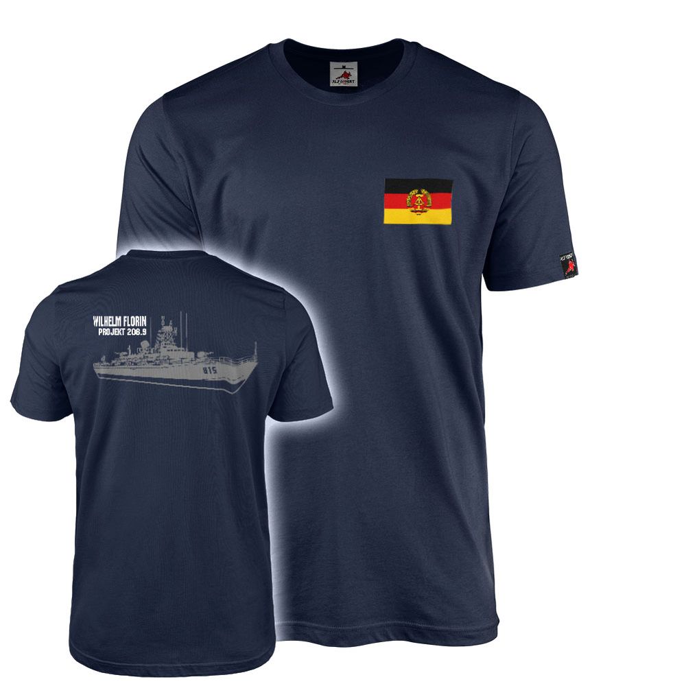 T-Shirt Navy Wilhelm Florin DDR Flagge Fahne Projekt Schiff Boot Militär Andenken #46713
