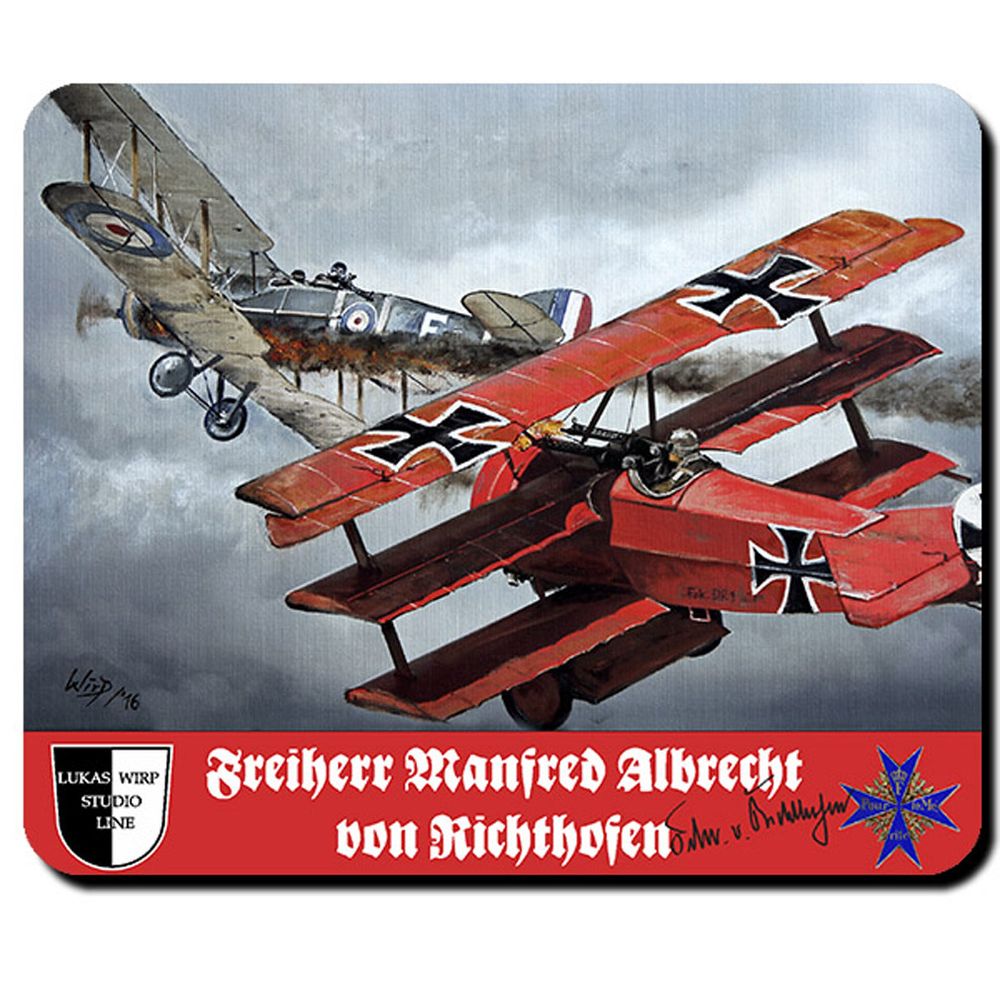 Mauspad Lukas Wirp Roter Baron Manfred von Richthofen Luftkampf Flugzeug #23478
