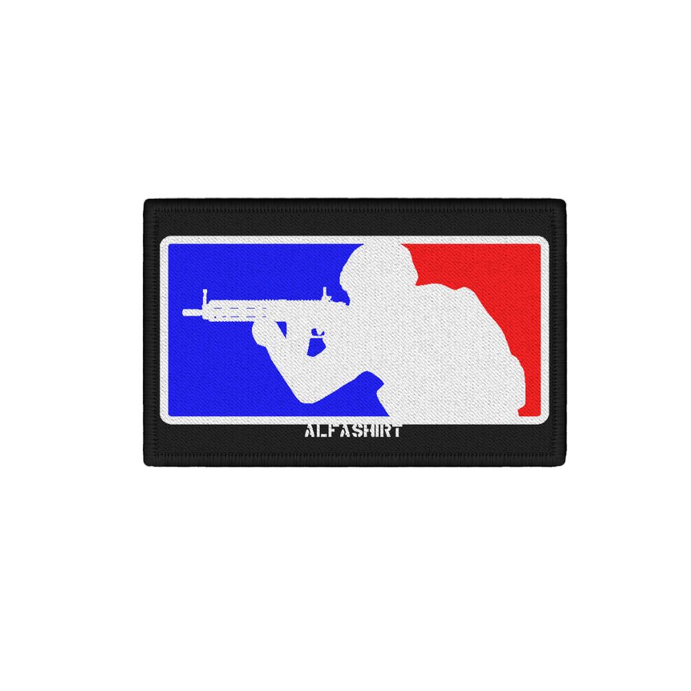 Patch Liga Airsoft Blau Rot Bundeswehr Paintball Isaf Aufnäher 7,5x4,5cm #35074
