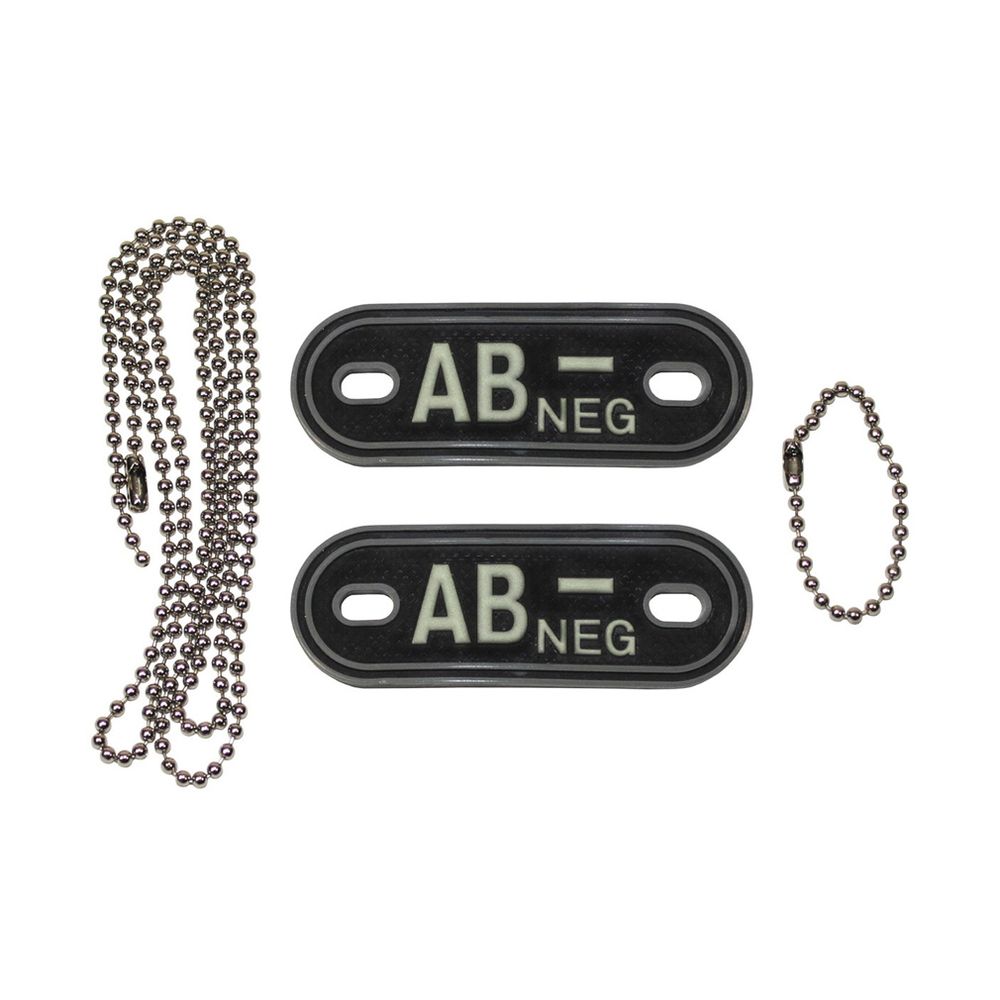 Dog Tag Blutgruppe AB- Neg Negativ Kette 3d Rubber PVC Tactical 2,5x7cm #20494