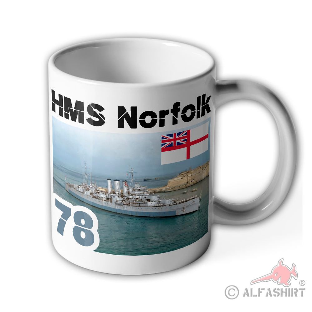 Tasse HMS Norfolk 79 Royal Navy schwerer Kreuzer Schiff England #40581