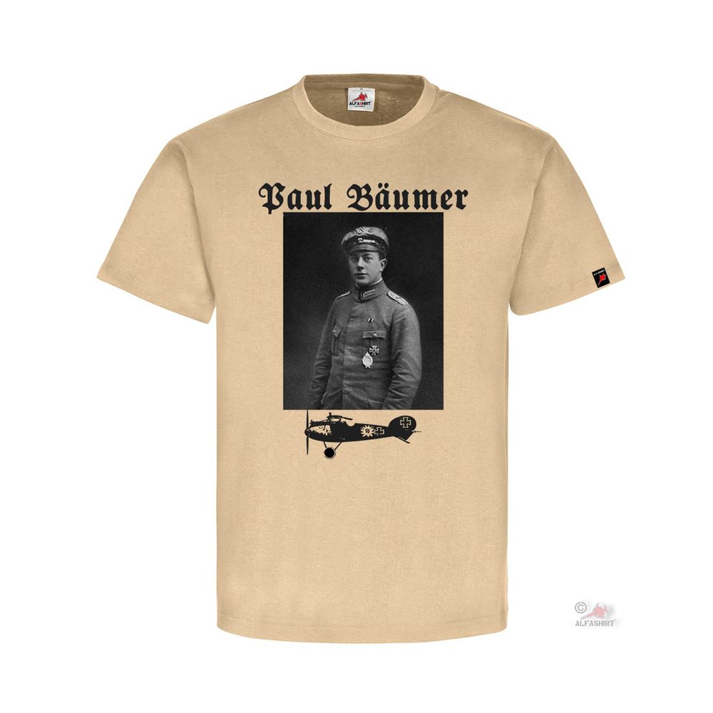 Paul Bäumer Pilot erfolgreicher deutscher Jagdflieger Doppeldecker T-Shirt#32107