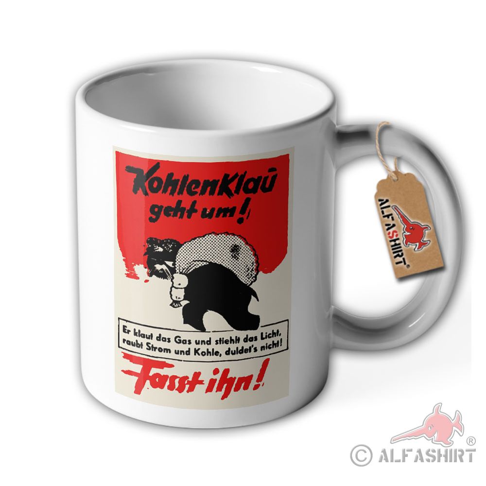 Tasse Kohlenklau geht um ! Fasst Ihn ! Warnung vor Dieb ! Briefmarken#40417