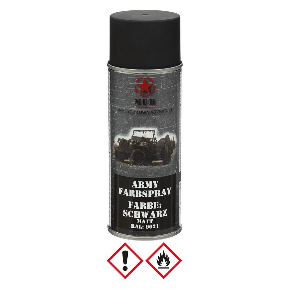 Army Farbspray SCHWARZ Bundeswehr Ral 9021 Lack matt 400 ml #46851