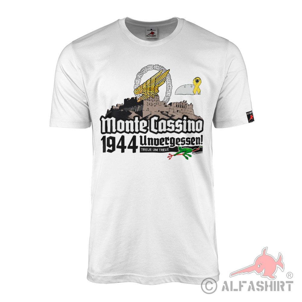 Fallschirmjäger Monte Cassino UNVERGESSEN 1944 Grüne Teufel T-Shirt #44279