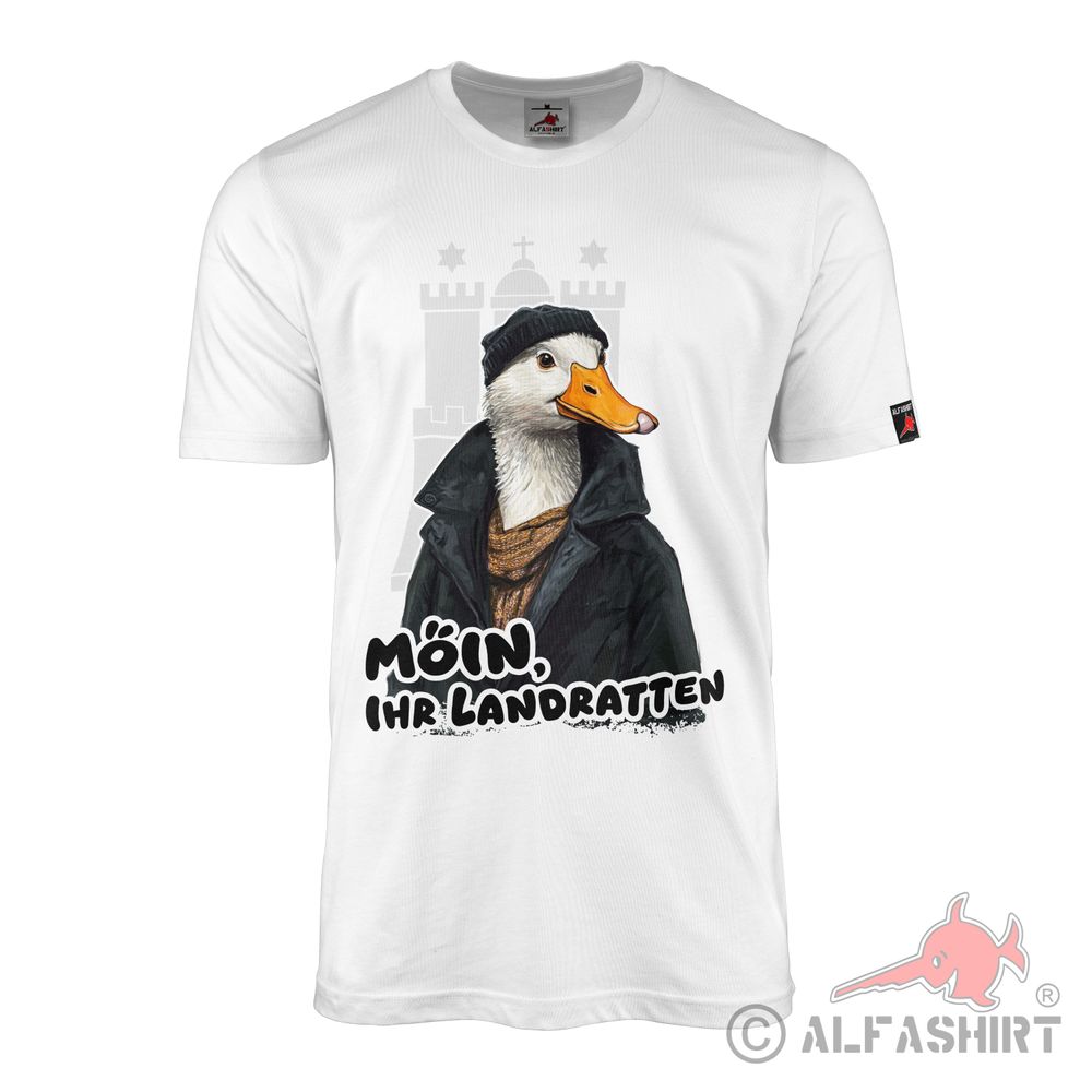 Moin, Ihr Landratten Hamburg Perle Norden Hafen Kutter Vogel T-Shirt#45907