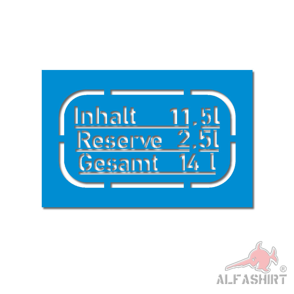 Lackierschablone Aufkleber Tankfüllung Inhalt 11,5l Reserve 7x4cm #A6311