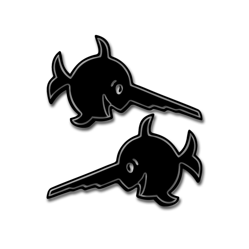 Sticker set of 2, each 30x18cm, swordfish, sawfish logo, Alfashirt sticker #A7344