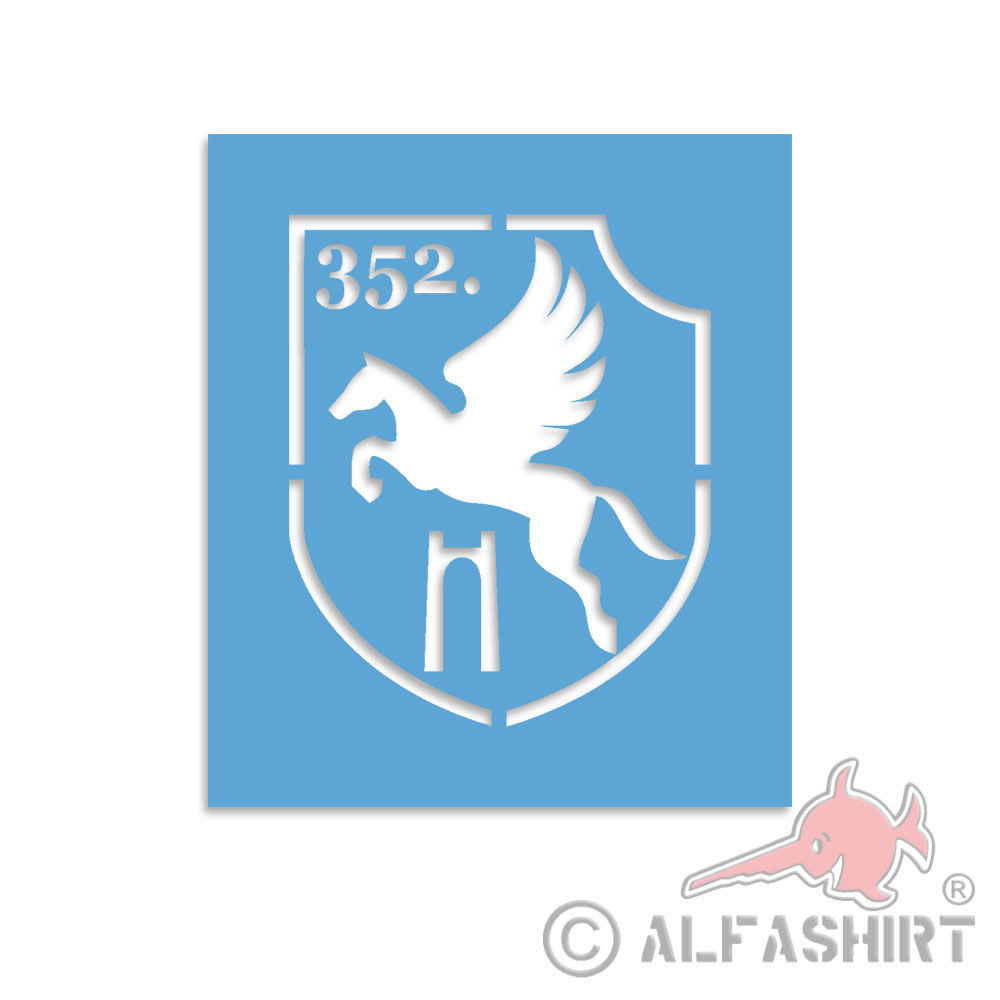 Schablonen-Aufkleber 352 Infanterie Division Inf Div Zeichen 10x8cm #A5997