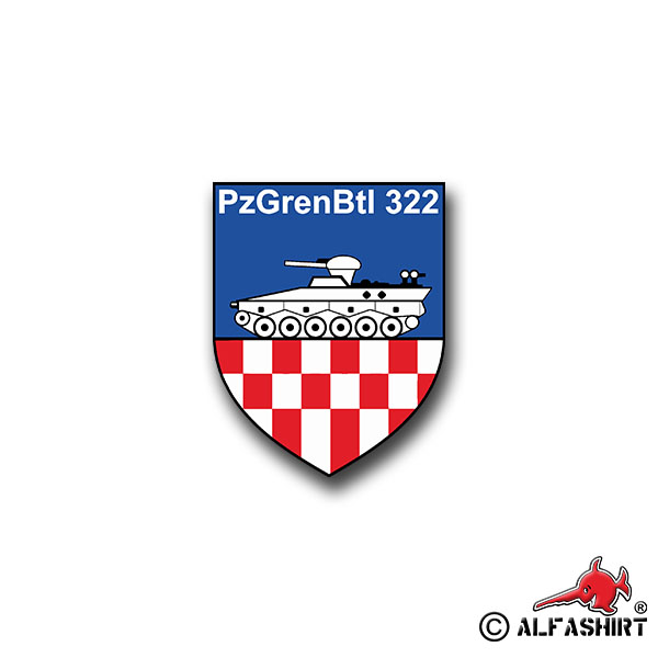 Aufkleber/Sticker  PzGrenBtl 322 Panzer Grenadier Bataillon Marder 7x6cm A1067