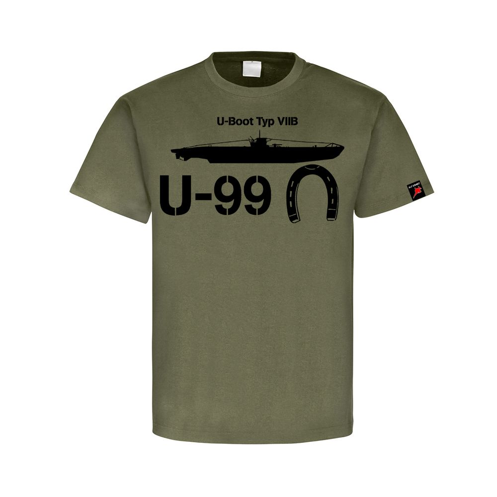 U-Boot Typ VIIB U-99 Marine Germaniawerft Kiel Hufeisen T-Shirt Oliv #31982