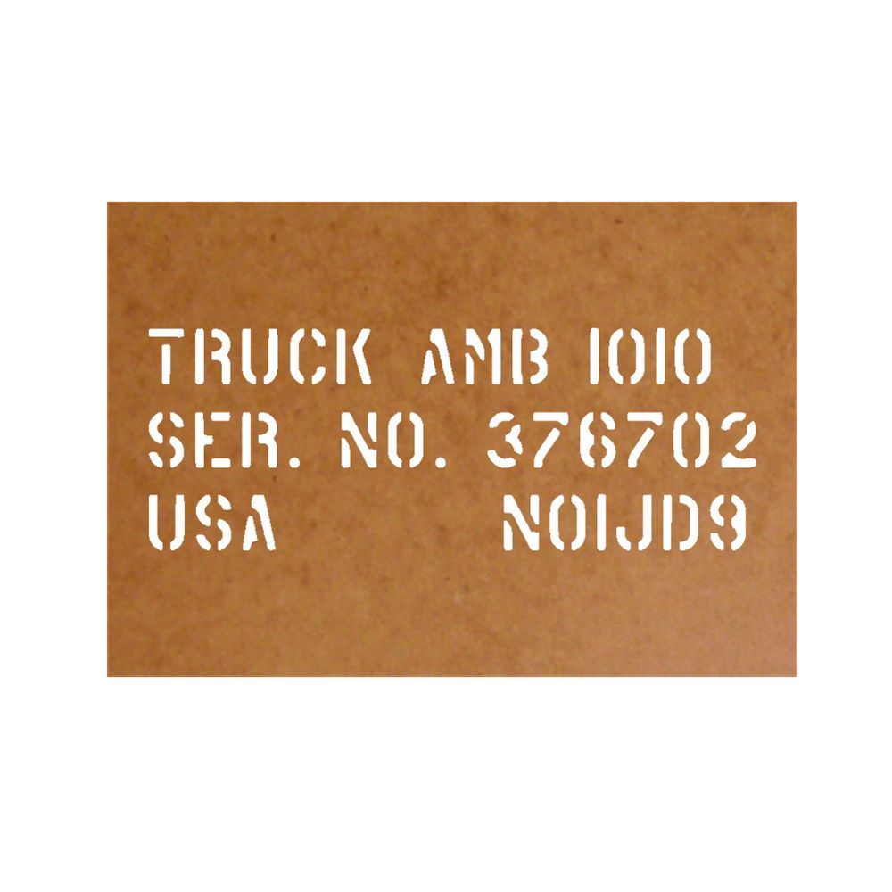 Ölkarton Kennzeichen US ARMY Truck  #33822