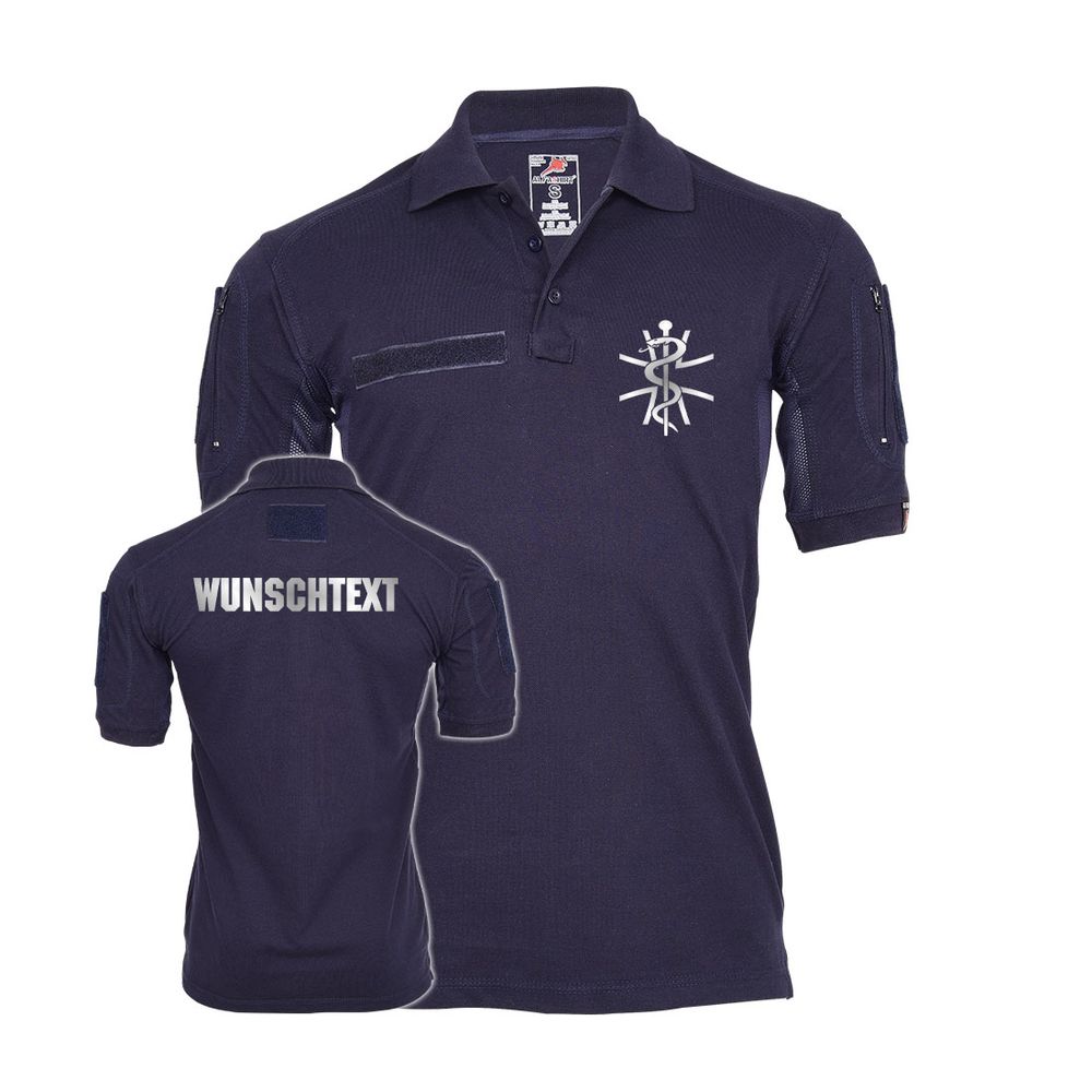 Tactical polo shirt with custom text Medical Service Aesculapius BW Paramedic #46898