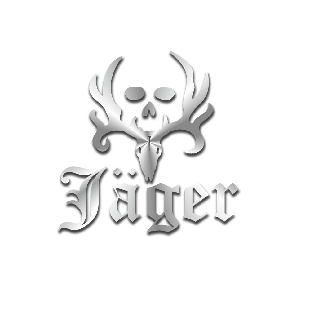 Jäger Totenschädel Silber Geweih Jagd-Schutz Sticker Aufkleber 10x10cm#A5643