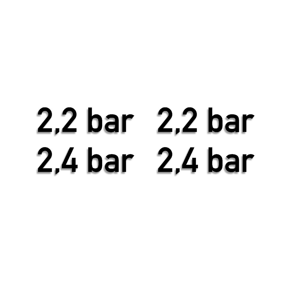 2,2 und 2,4 bar Reifendruck Aufkleber 1,5cm hoch Kotflügel Luft-Druck #A5985