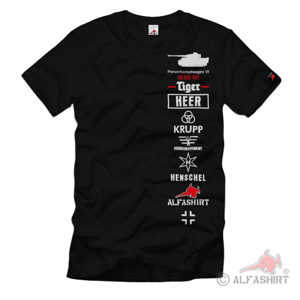 Tiger Panzer Projekt Logo Hersteller Panzerkampfwagen VI Replik T-Shirt#34702