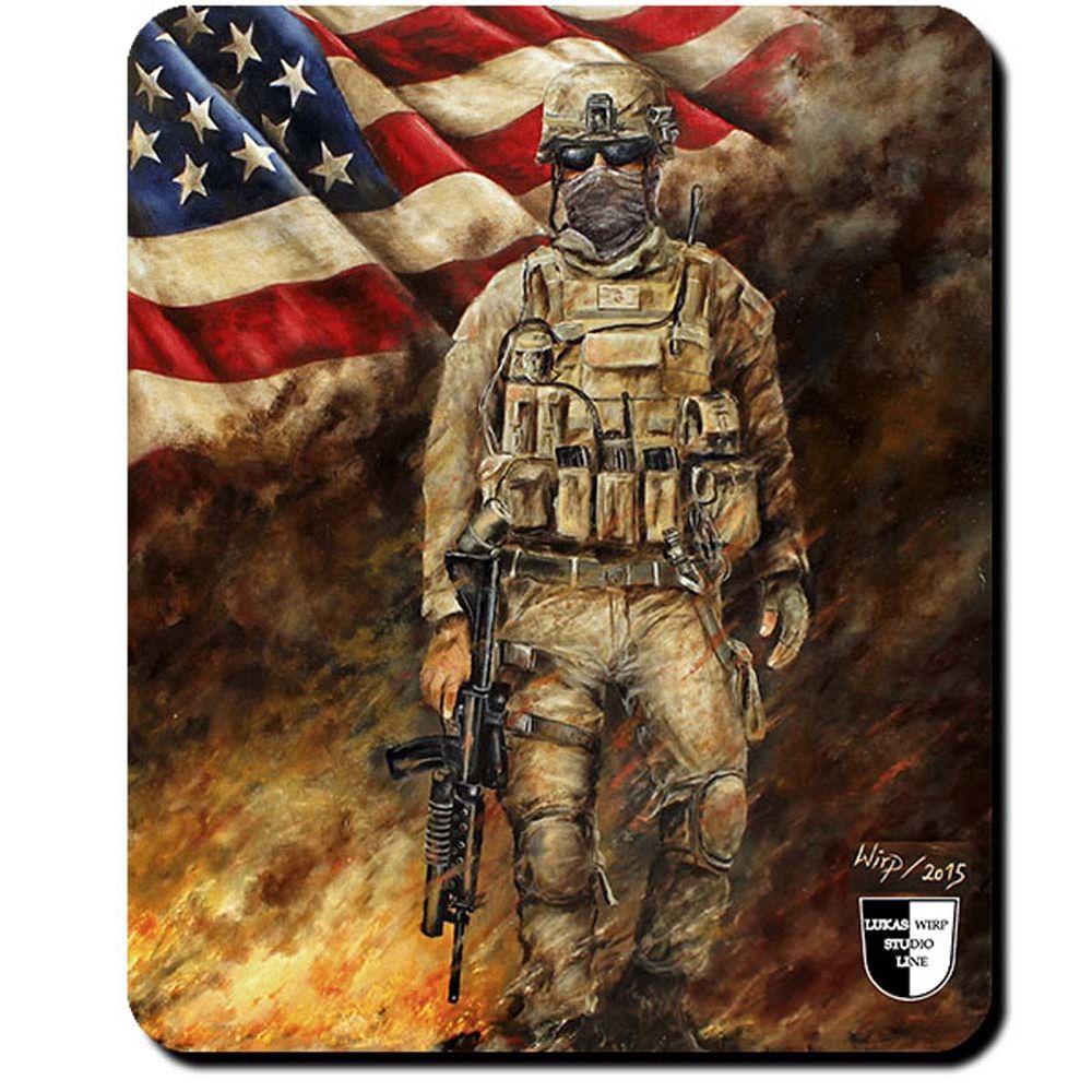 Mauspad Lukas Wirp US Marine im Feuersturm USA Fahne United States #24103