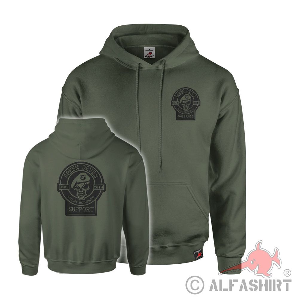 Hoodie Oliv Green Devils Support Supporter Military Brotherhood 74 #44304