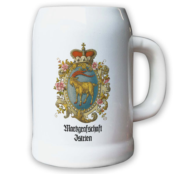 Krug / Bierkrug 0,5l - Markgrafschaft Istrien Landeswappen Abzeichen #9473 K