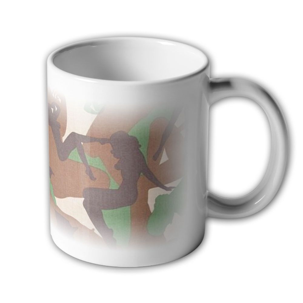 Girl Camouflage Tarnmuster Frau Silhouette - Tasse Becher Kaffee #6359