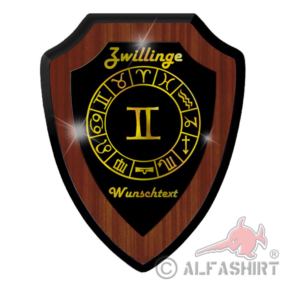 Wappenschild Zwilling Wunschtext Personalisiert Gemini Symbol Sternzeichen#38343