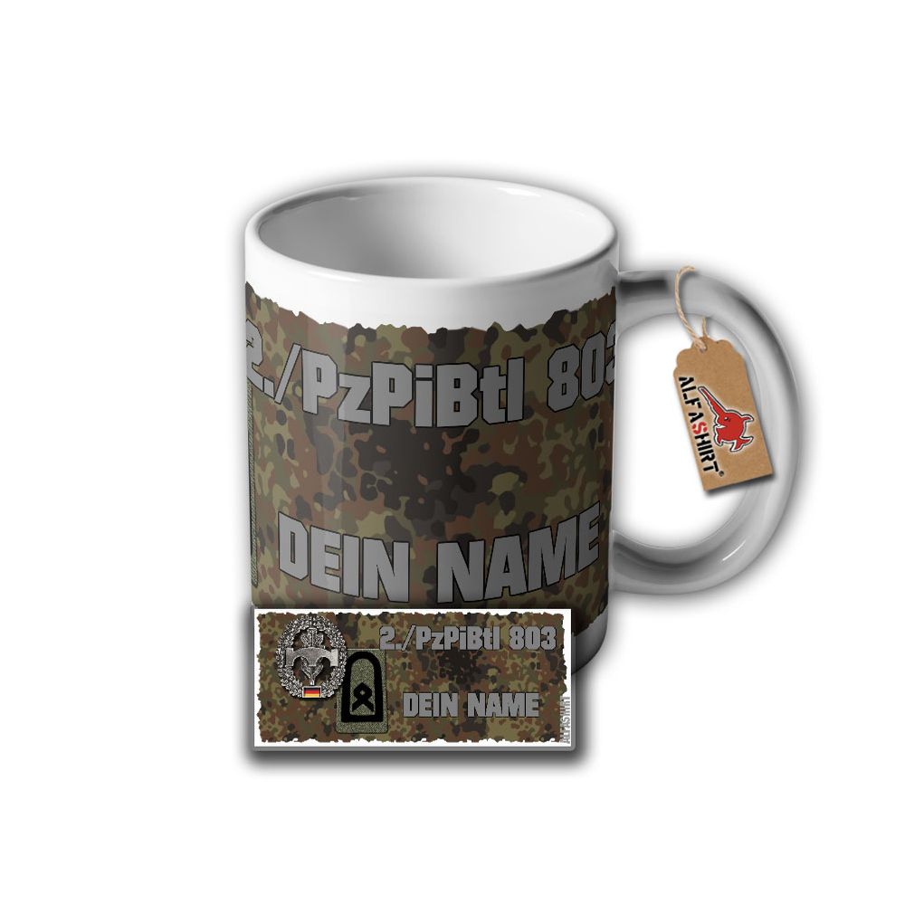 Tasse 2 PzPiBtl 803 Personalisiert Barettabzeichen Pioniere Deutsche #32663