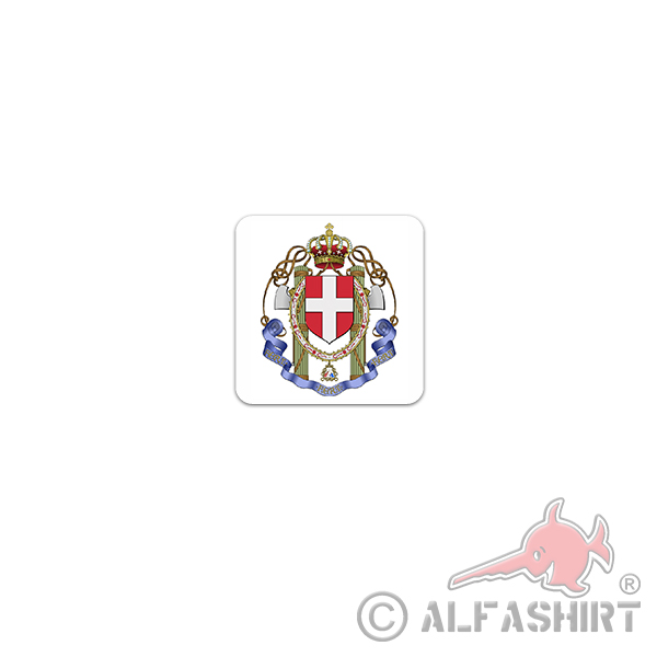 Aufkleber/Sticker Königreich Italien Wappen 1961-1946 Regno d'Italia 7x7cm A3329
