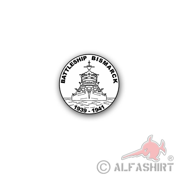 Sticker Battleship Bismarck 1939-41 Battleship Marine 7x7cm A3094