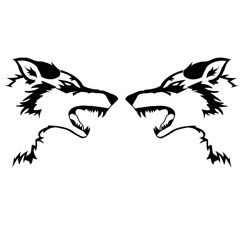 Wolfs Kopf links und rechts böser Wolf Auto Aufkleber 2x 25x25cm A5661