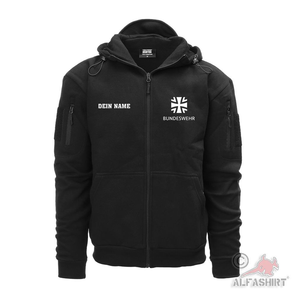 Hoodie Zipper Jacket personalized BW Cross Your Name Bundeswehr #45352