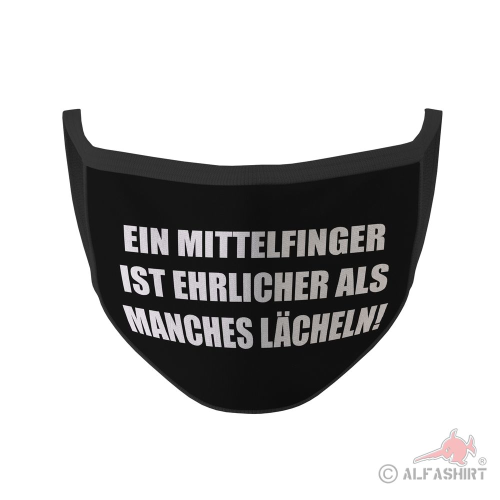 Mund Nasen Maske ehrlicher als manches Lächeln Mittelfinger #35261